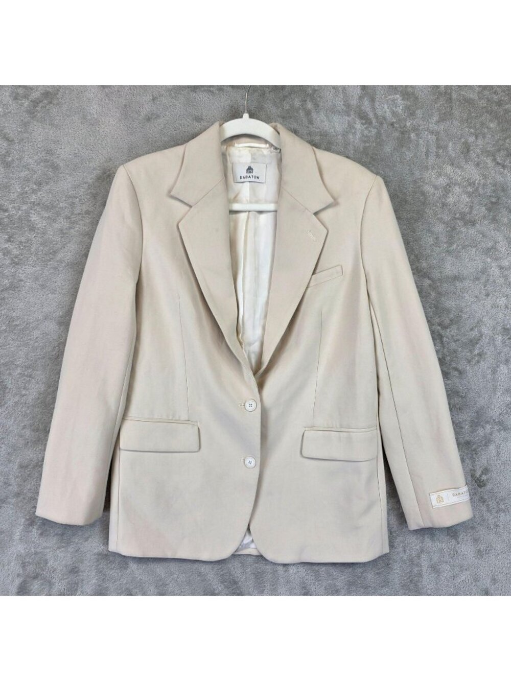 Babaton Blazer Womens XS Cream Two Button Notch Lapel Lined Jacket Work Career